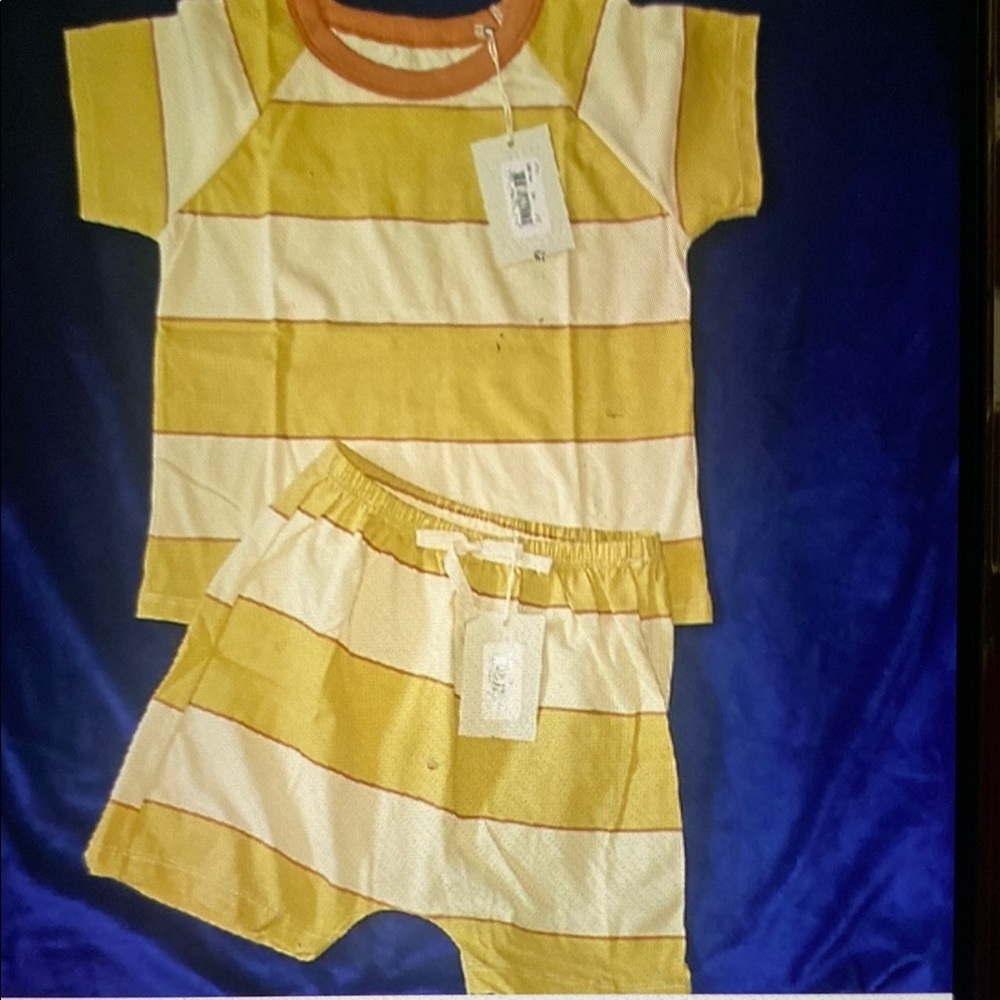 Kids Yellow and Cream Striped Pajama Set
